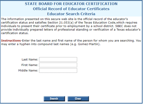 Texas Teacher Certification Lookup Directions Texas Teacher Certification Lookup Directions
